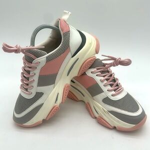 Steve Madden Dragon Pink Multicolor Design Chunky Dad Shoe Womens Size 9.5